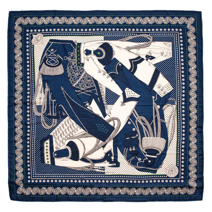 Exclusive Hermes Silk Cashmere Zouaves et Dragons Scarf 140 — Side View