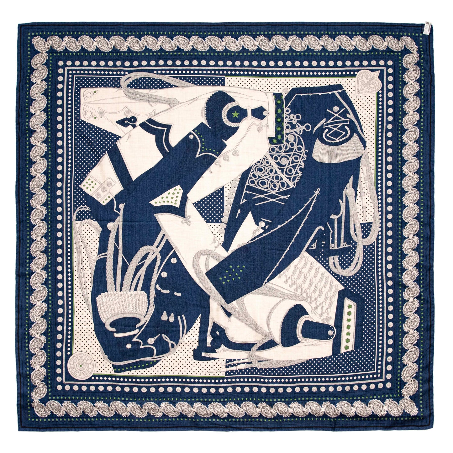 Exclusive Hermes Silk Cashmere Zouaves et Dragons Scarf 140 — Back View