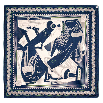Exclusive Hermes Silk Cashmere Zouaves et Dragons Scarf 140 — Back View