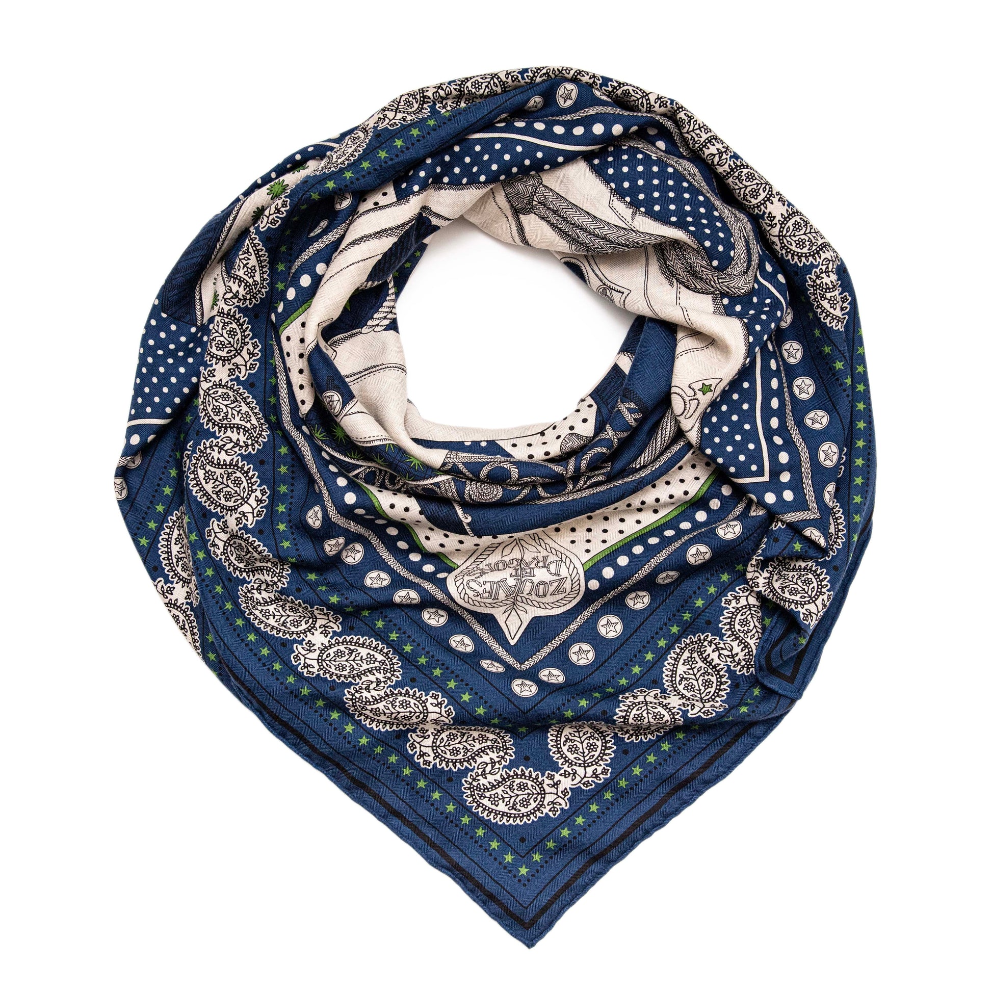 Exclusive Hermes Silk Cashmere Zouaves et Dragons Scarf 140 — Front View