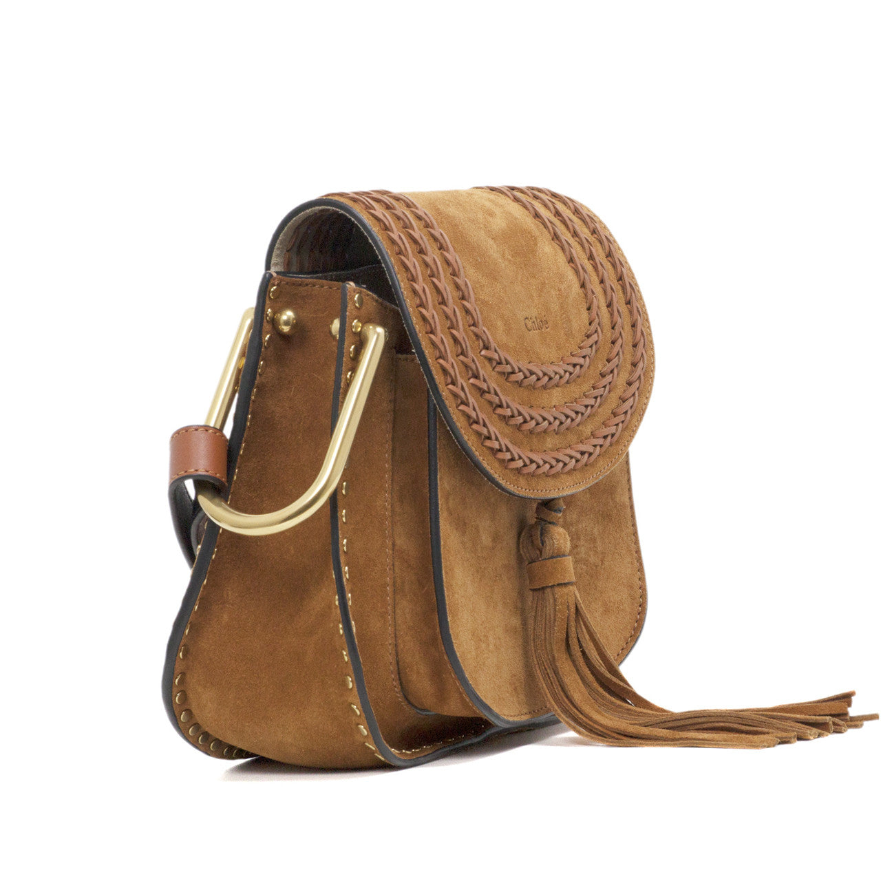 Exclusive Chloe Caramel Suede Small Hudson Bag — Back View