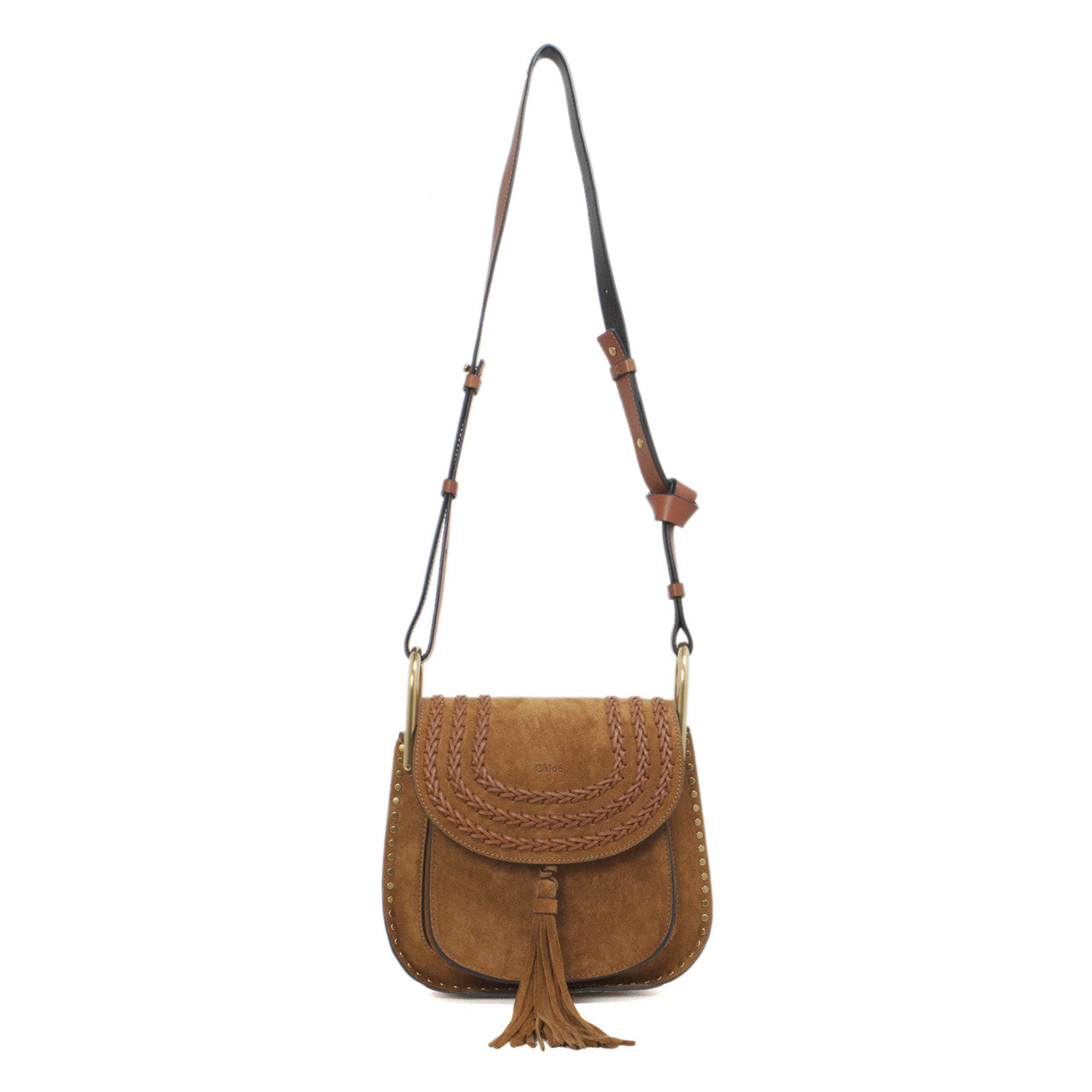 Exclusive Chloe Caramel Suede Small Hudson Bag — Front View