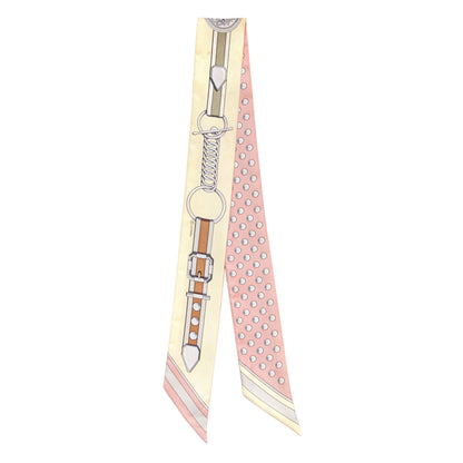 Exclusive Hermes Rose Poudre Jaune Silk Grand Tralala Twilly — Side View