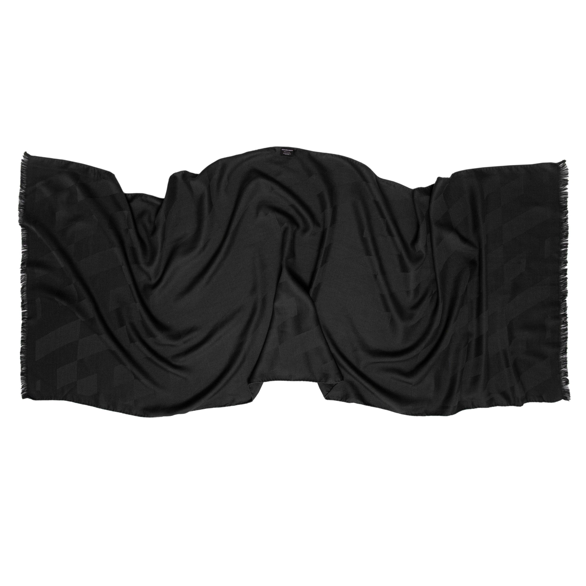 Exclusive Hermes Dark Green Cashmere Silk H en Biais Stole — Back View
