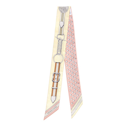 Exclusive Hermes Rose Poudre Jaune Silk Grand Tralala Twilly — Front View