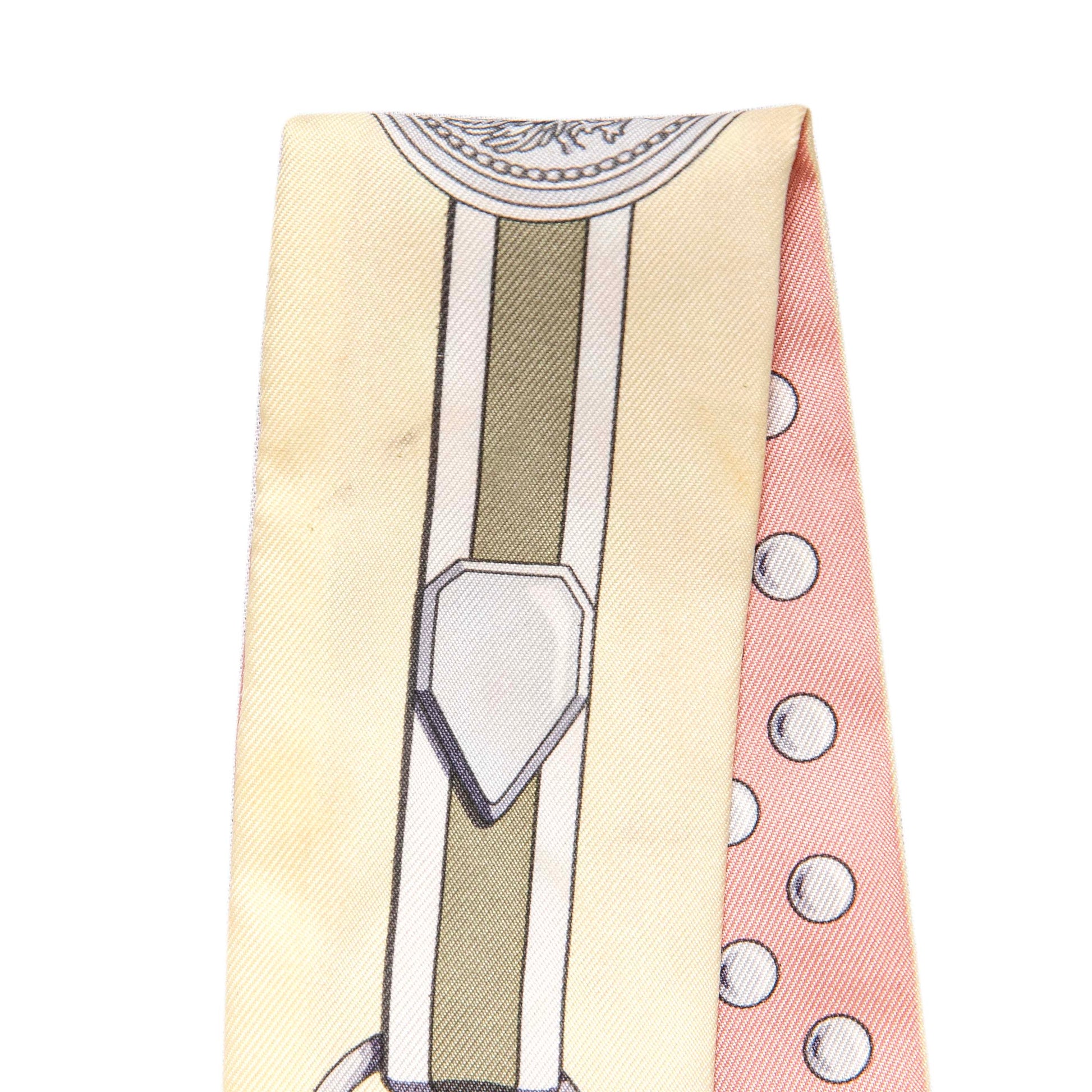 Exclusive Hermes Rose Poudre Jaune Silk Grand Tralala Twilly — Top View