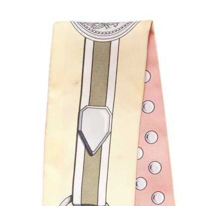 Exclusive Hermes Rose Poudre Jaune Silk Grand Tralala Twilly — Top View