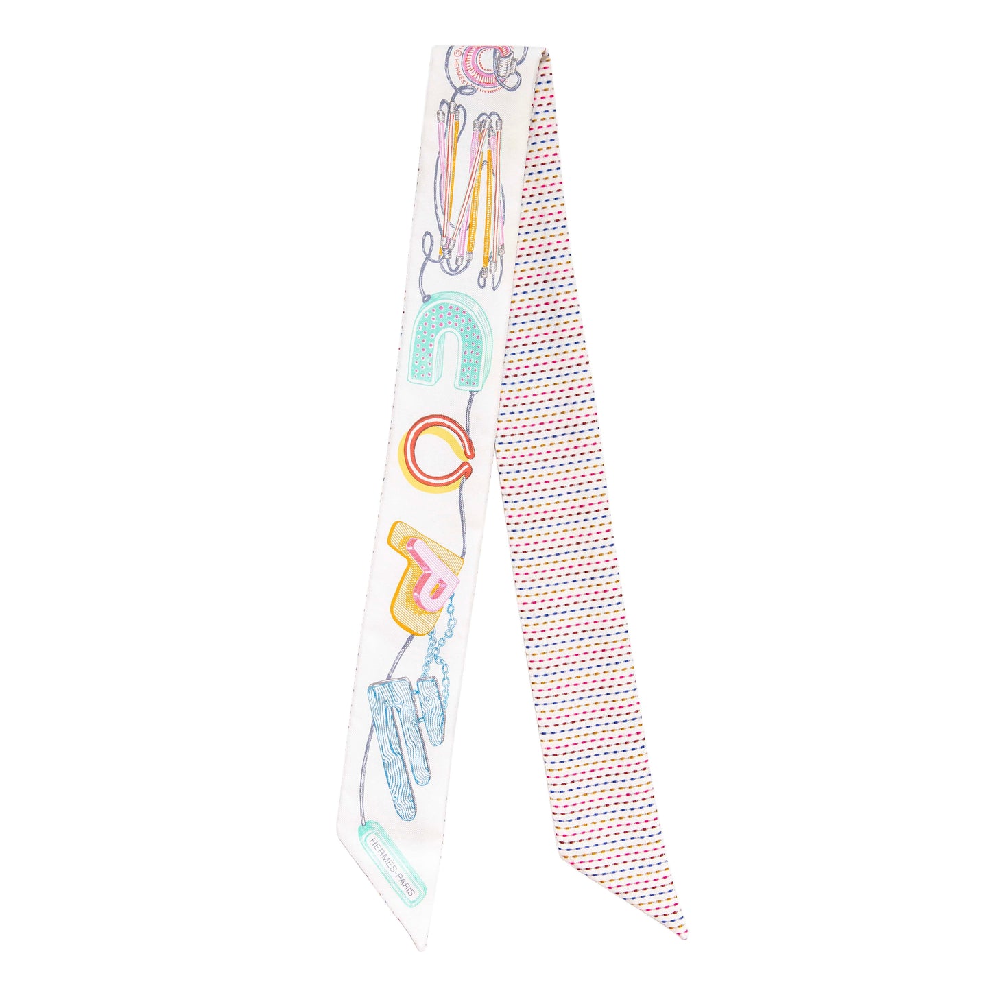 Exclusive Hermes Silk Chevaloscope Twilly — Front View