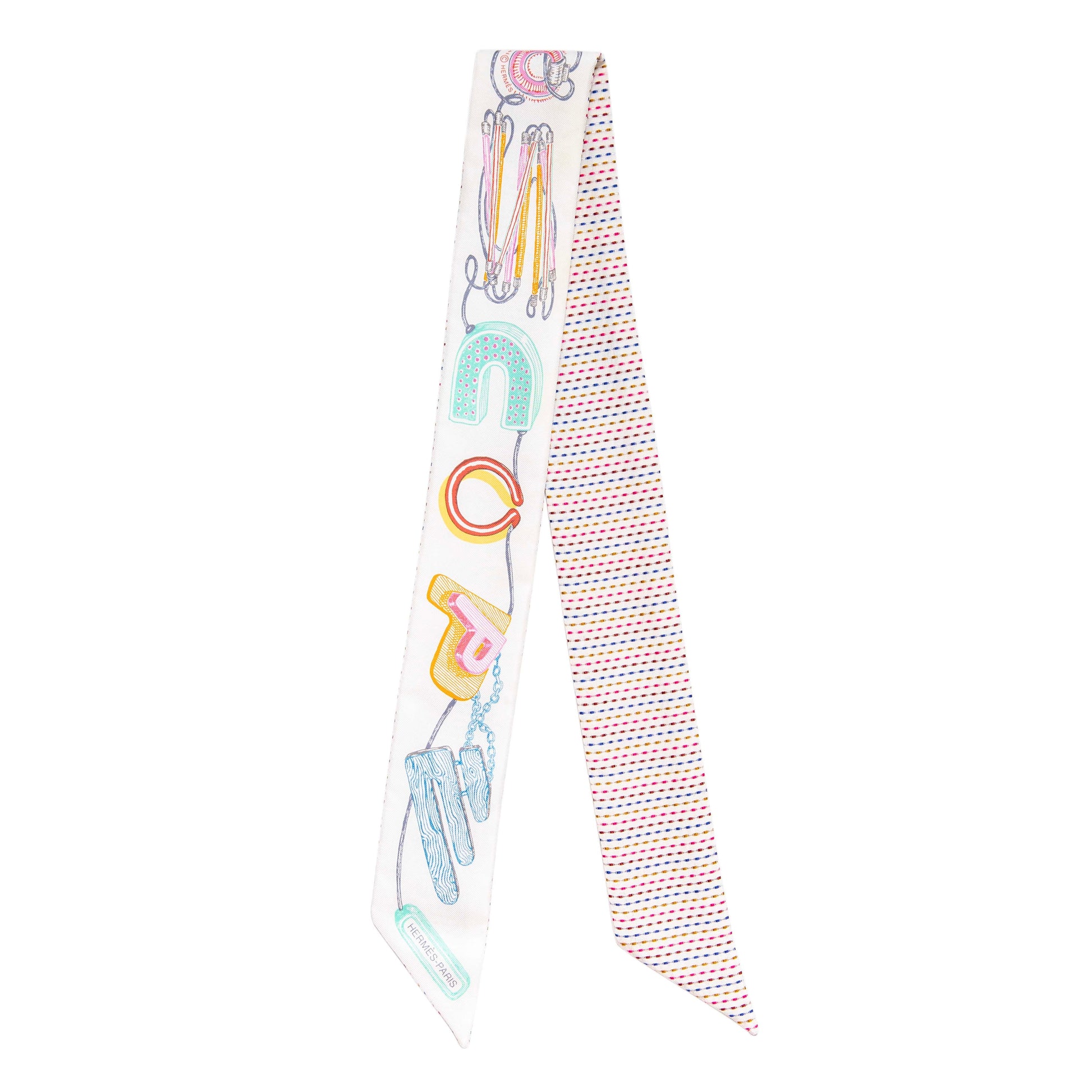 Exclusive Hermes Silk Chevaloscope Twilly — Front View
