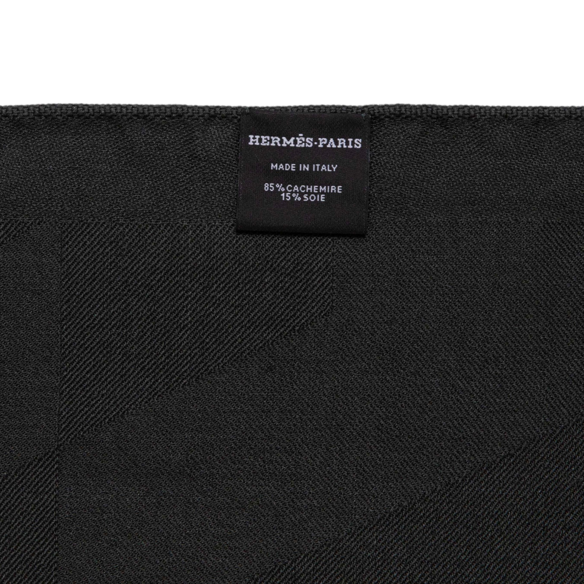 Exclusive Hermes Dark Green Cashmere Silk H en Biais Stole — Top View