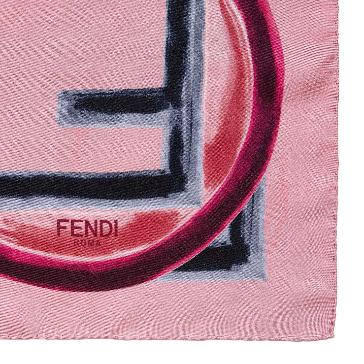 Exclusive Fendi Pink Silk F Logo Scarf — Top View