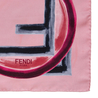 Exclusive Fendi Pink Silk F Logo Scarf — Top View