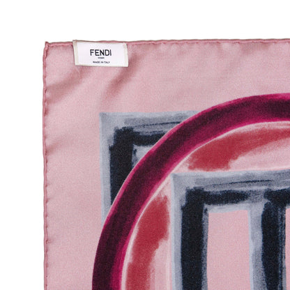 Exclusive Fendi Pink Silk F Logo Scarf — Detail View