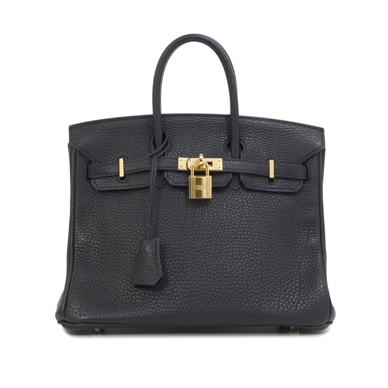 Exclusive Hermes Black Clemence Birkin 25 — Front View