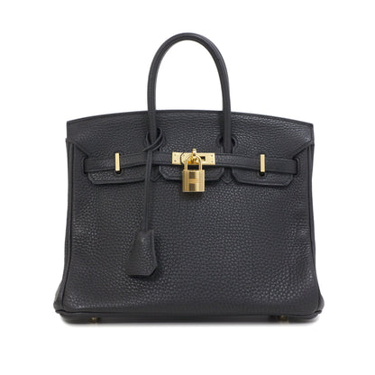 Exclusive Hermes Black Clemence Birkin 25 — Front View