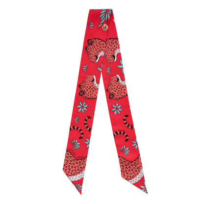 Exclusive Hermes Silk Les Leopards Twilly — Front View