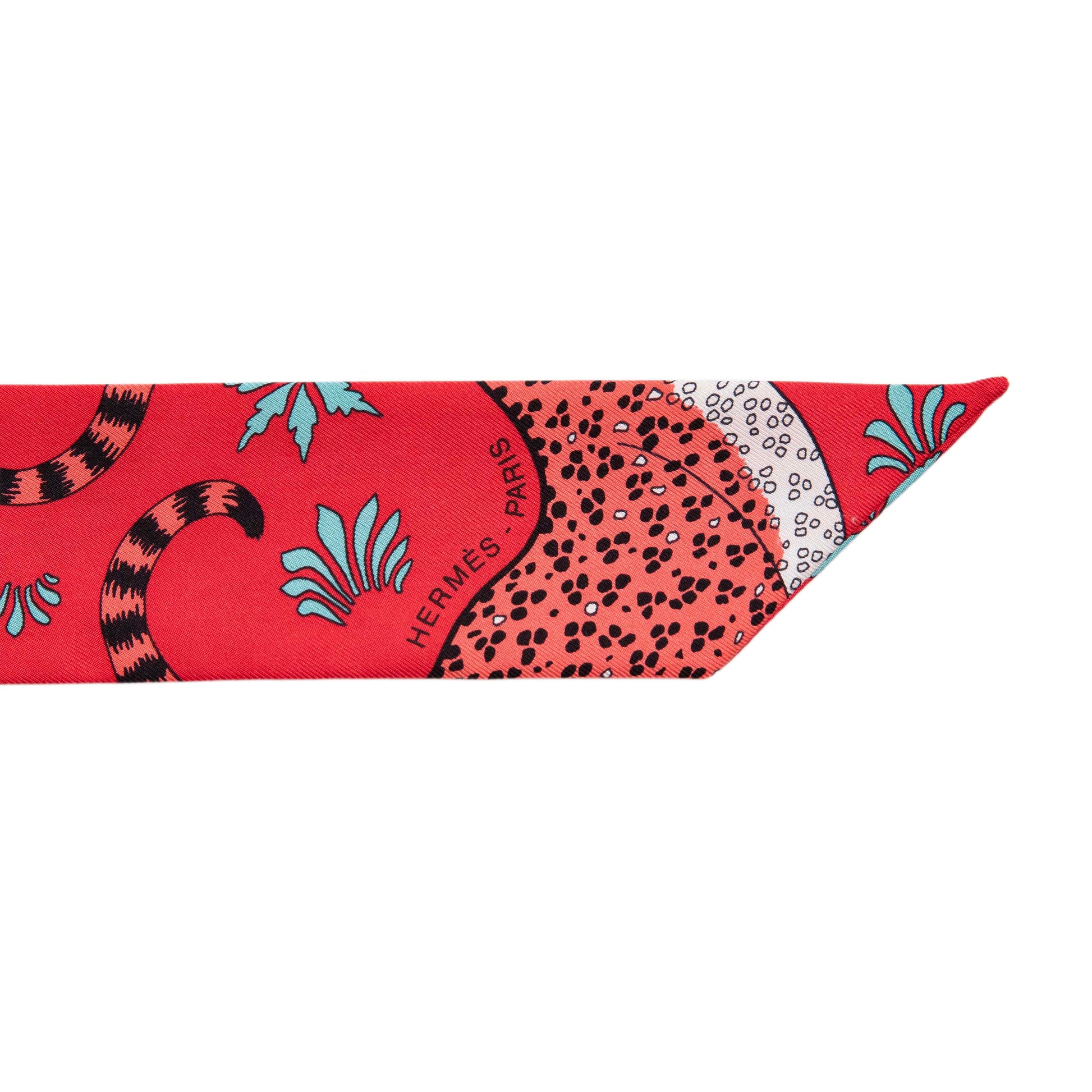 Exclusive Hermes Silk Les Leopards Twilly — Back View
