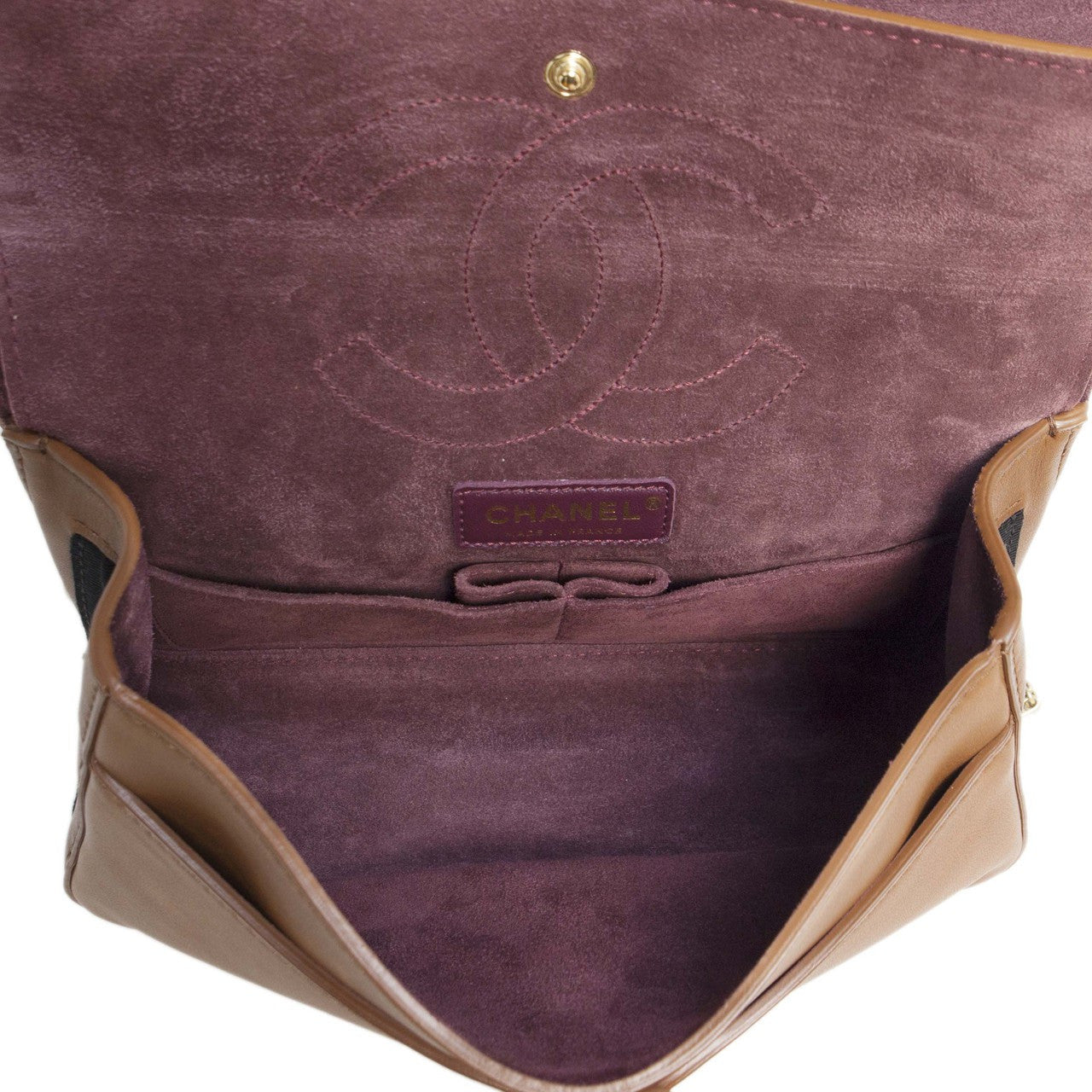 Exclusive Chanel Brown Smooth Leather 2.55 Nude Bag — Back View
