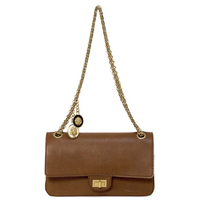 Exclusive Chanel Brown Smooth Leather 2.55 Nude Bag — Detail View