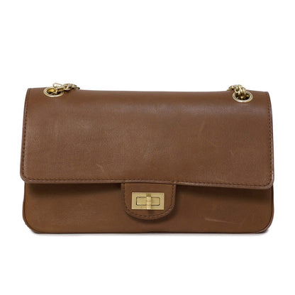 Exclusive Chanel Brown Smooth Leather 2.55 Nude Bag — Front View