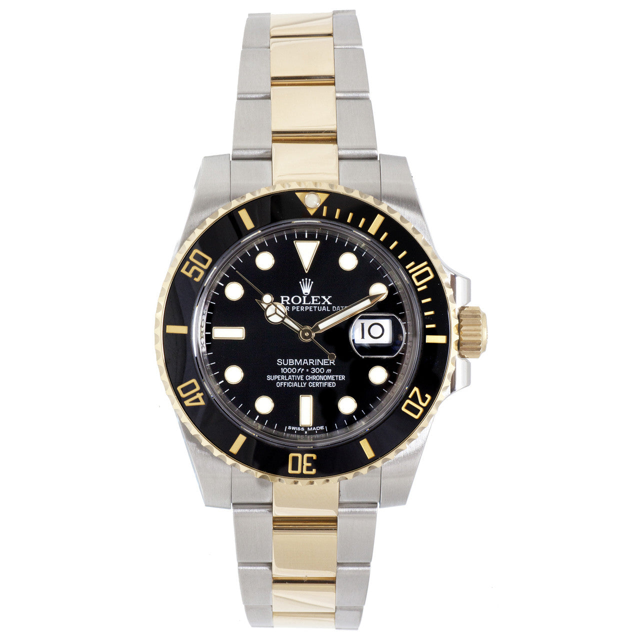 Exclusive Rolex 18K & Stainless Steel Submariner 116613 — Front View