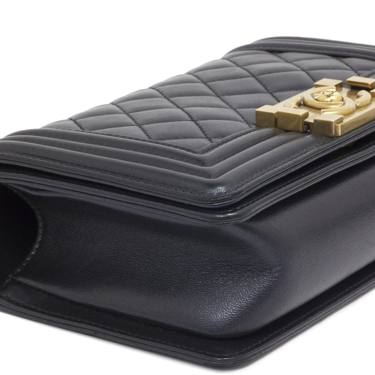Exclusive Chanel Black Quilted Lambskin Small Boy Bag — Detail View