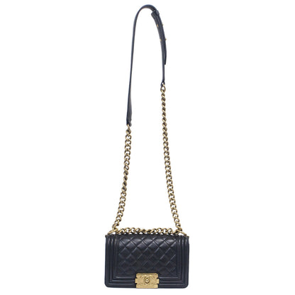 Exclusive Chanel Black Quilted Lambskin Small Boy Bag — Front View