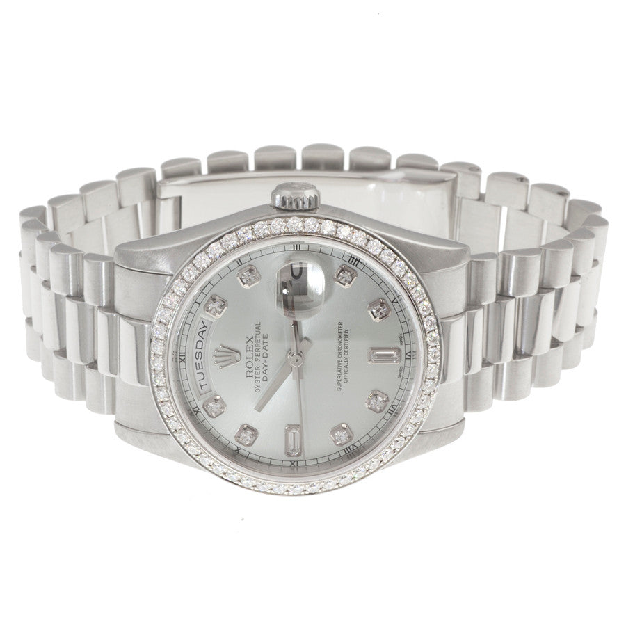 Exclusive Rolex Day Date President Platinum Watch 118346 — Back View
