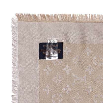 Exclusive Louis Vuitton Greige Monogram Shine Shawl — Top View