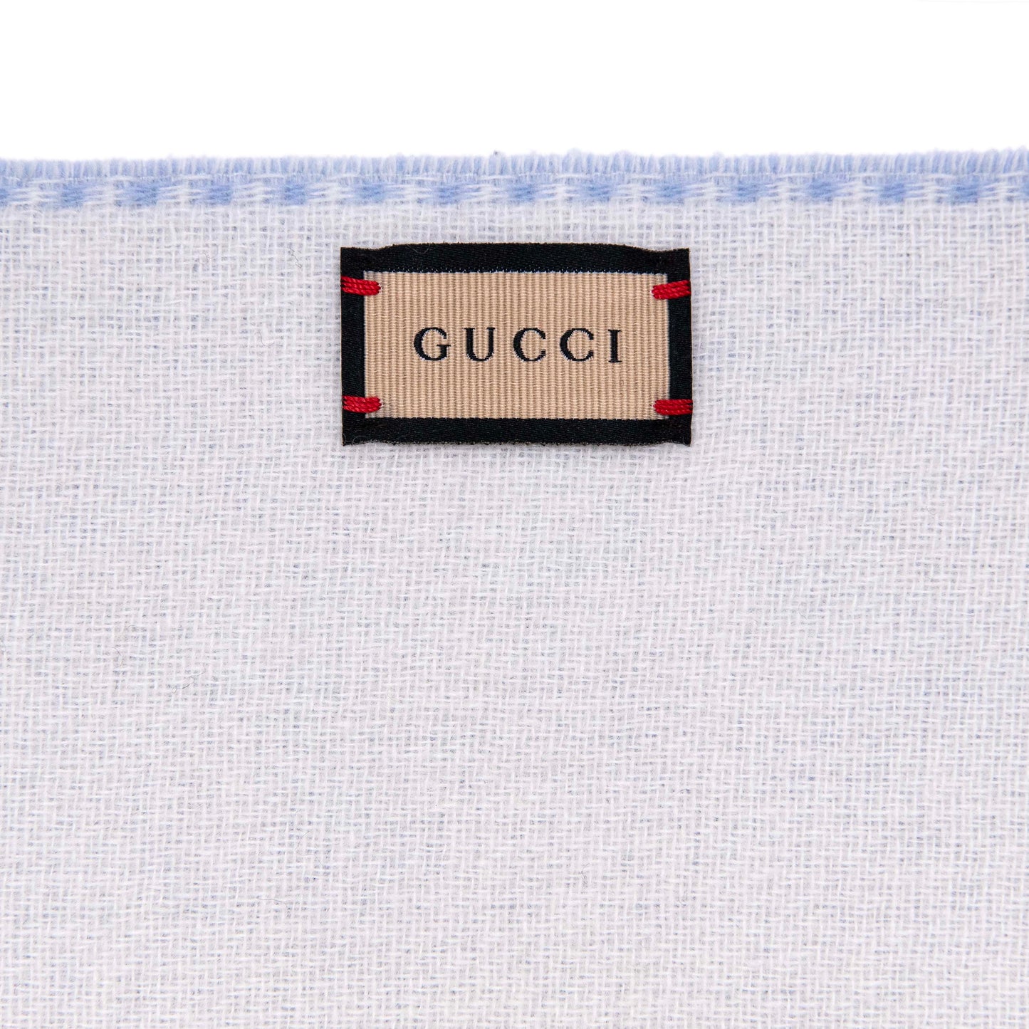 Exclusive Gucci Blue Ivory Wool Cashmere Interlocking G Scarf — Back View