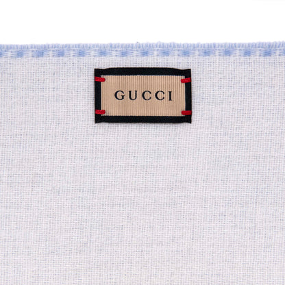 Exclusive Gucci Blue Ivory Wool Cashmere Interlocking G Scarf — Back View