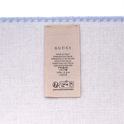 Exclusive Gucci Blue Ivory Wool Cashmere Interlocking G Scarf — Top View