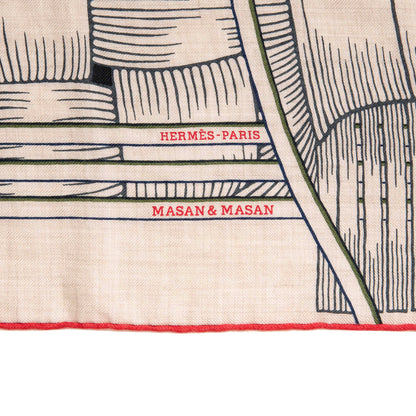 Exclusive Hermes Cashmere Silk Masan & Masan Triangle Scarf — Top View