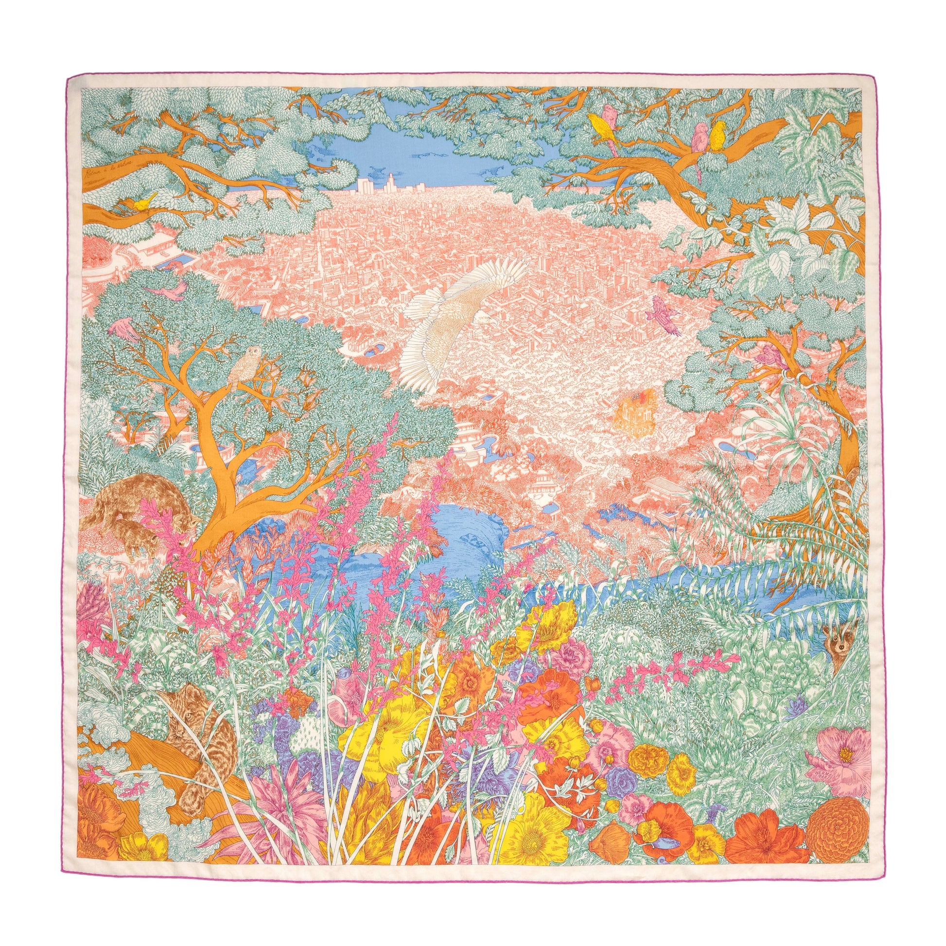 Exclusive Hermes Cashmere Silk Retour A La Nature Shawl 140 — Side View