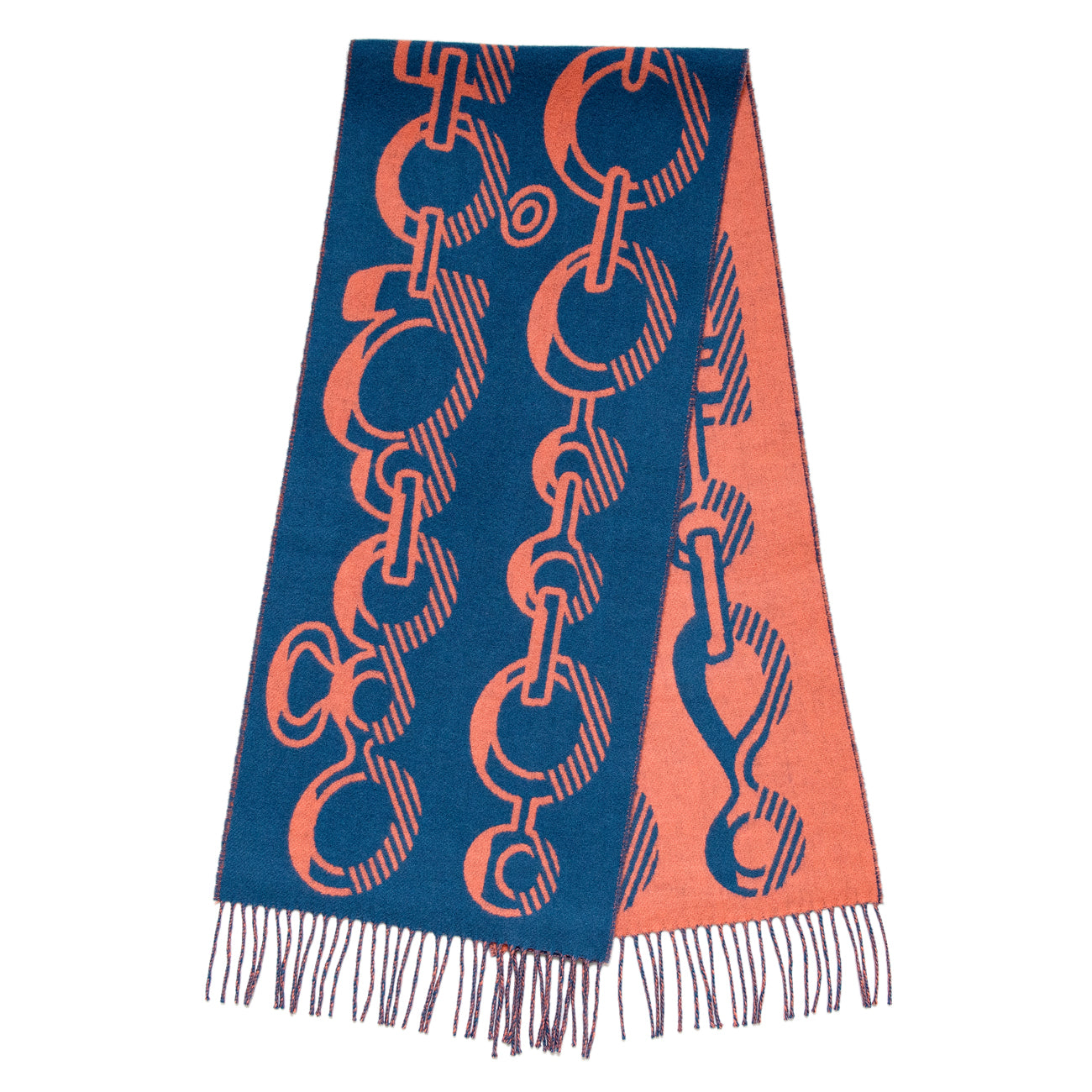 Exclusive Hermes Cashmere Casaque Do Re Boucles Muffler Scarf — Front View