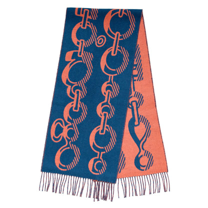 Exclusive Hermes Cashmere Casaque Do Re Boucles Muffler Scarf — Front View