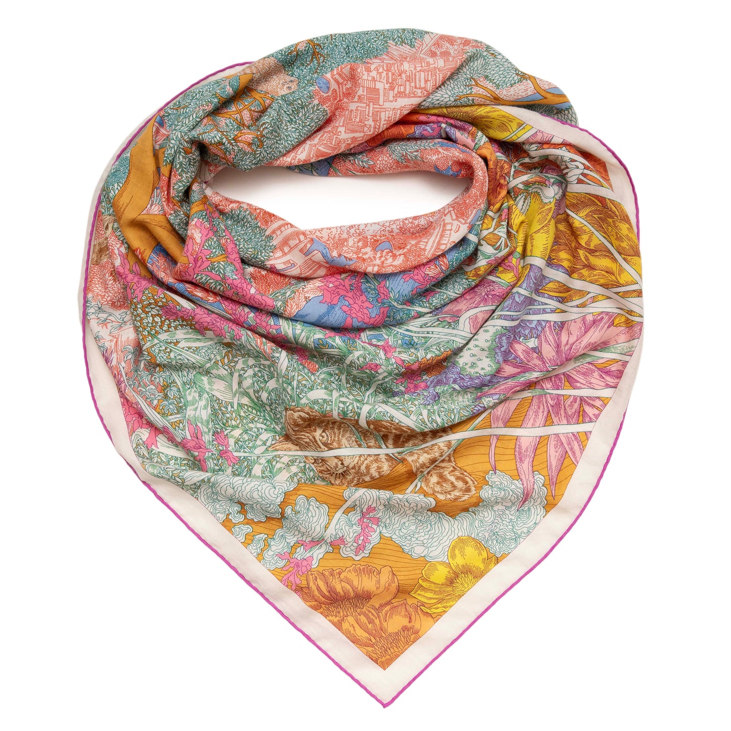 Exclusive Hermes Cashmere Silk Retour A La Nature Shawl 140 — Front View