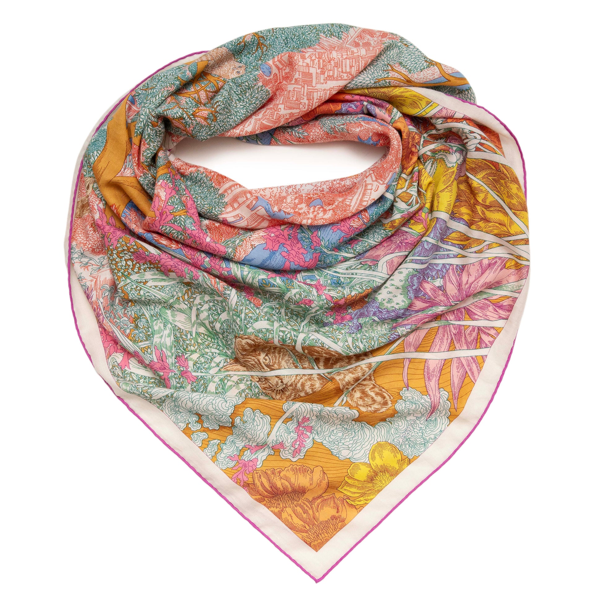 Exclusive Hermes Cashmere Silk Retour A La Nature Shawl 140 — Front View