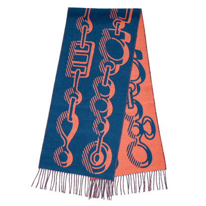 Exclusive Hermes Cashmere Casaque Do Re Boucles Muffler Scarf — Side View