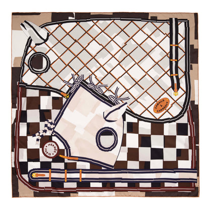 Exclusive Hermes Silk Camails a Carreaux Scarf 90 — Side View