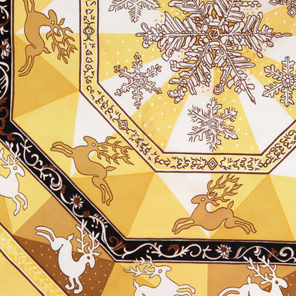 Exclusive Hermes Noir Jaune Or Silk Fleurs D'Hiver Scarf 90 — Detail View