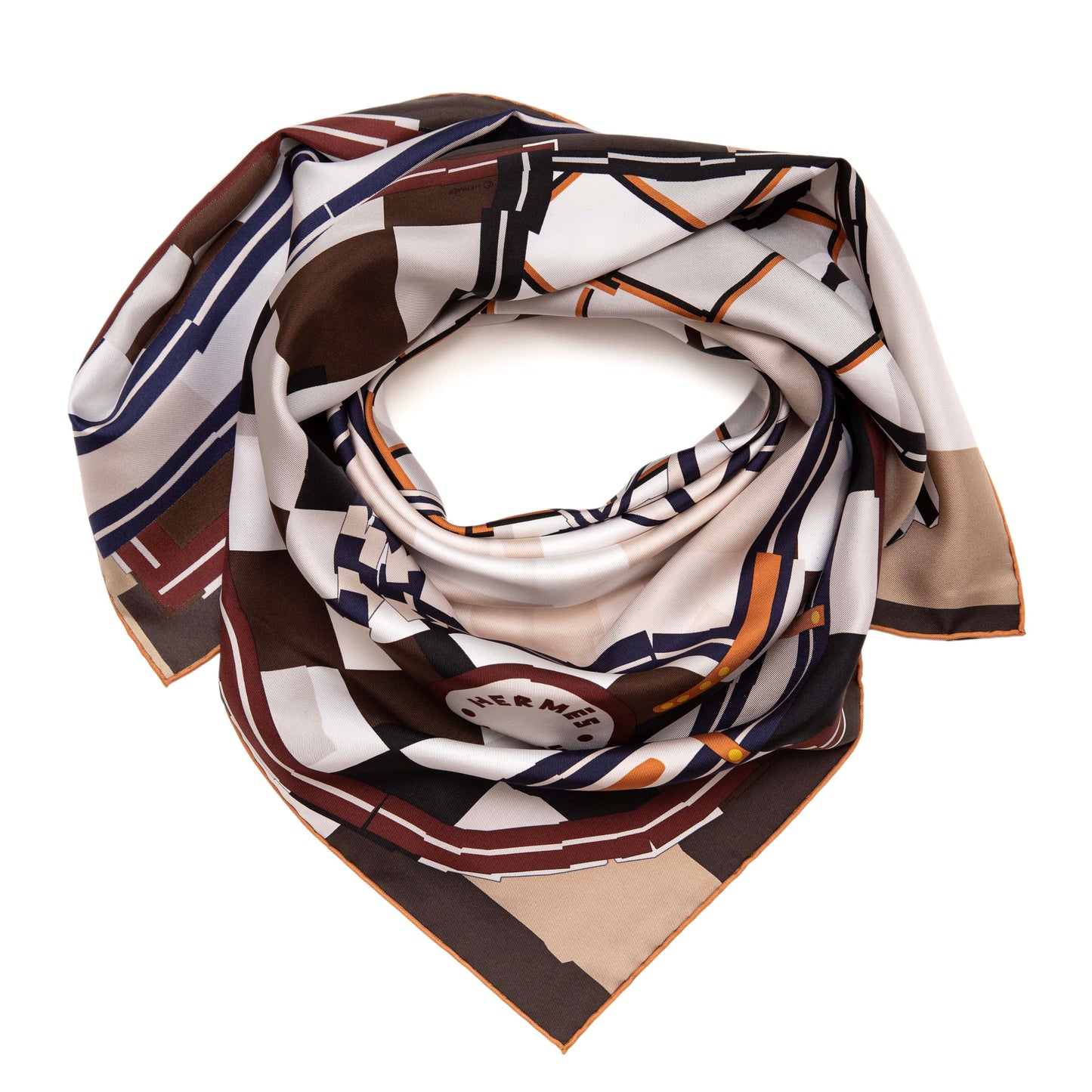 Exclusive Hermes Silk Camails a Carreaux Scarf 90 — Front View