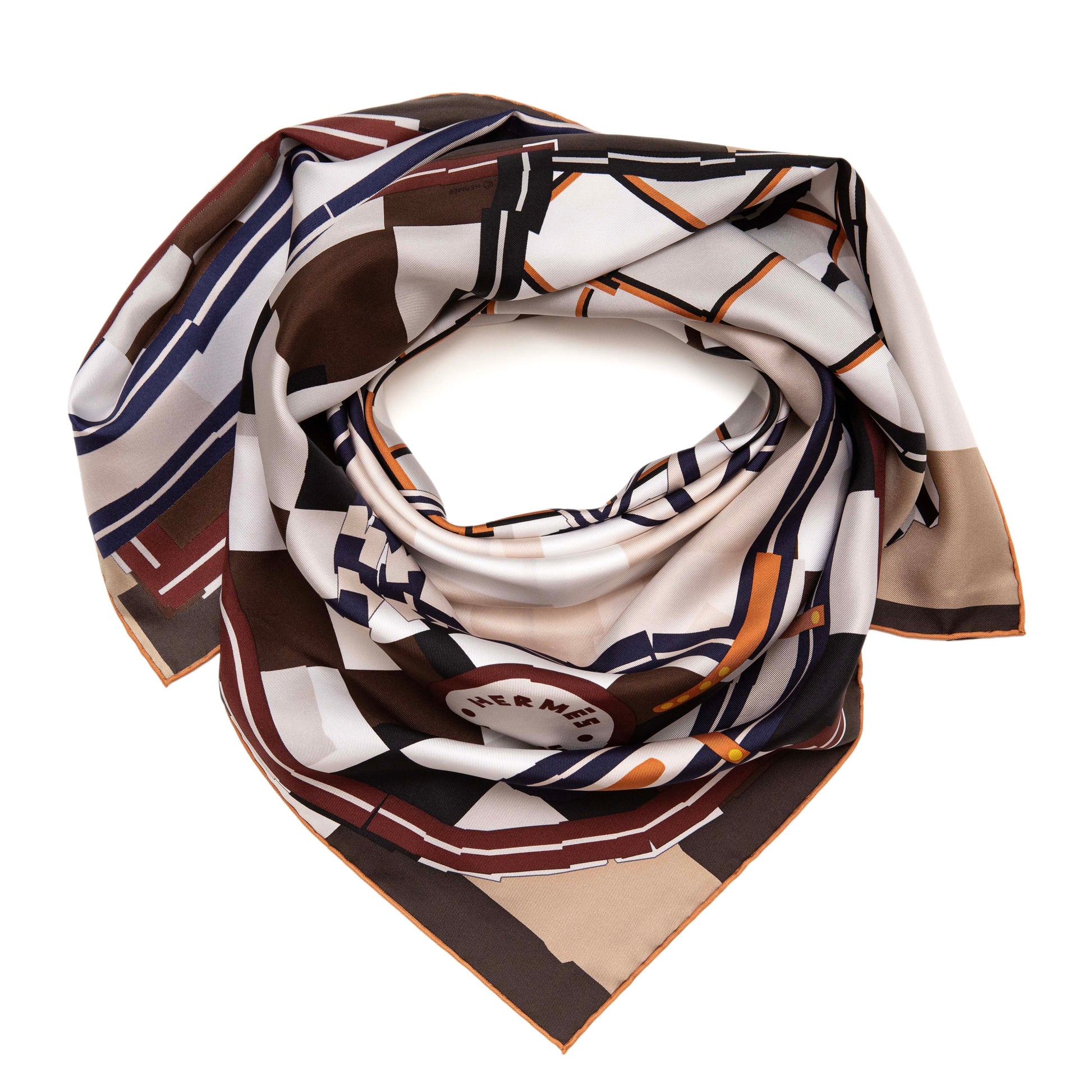 Exclusive Hermes Silk Camails a Carreaux Scarf 90 — Front View