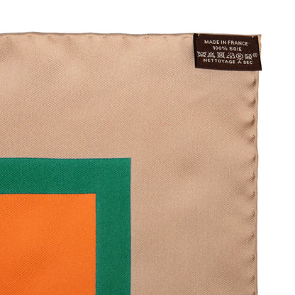 Exclusive Hermes Beige Rouge H Jaune Silk Perspective II Cassandre Scarf 90 — Top View
