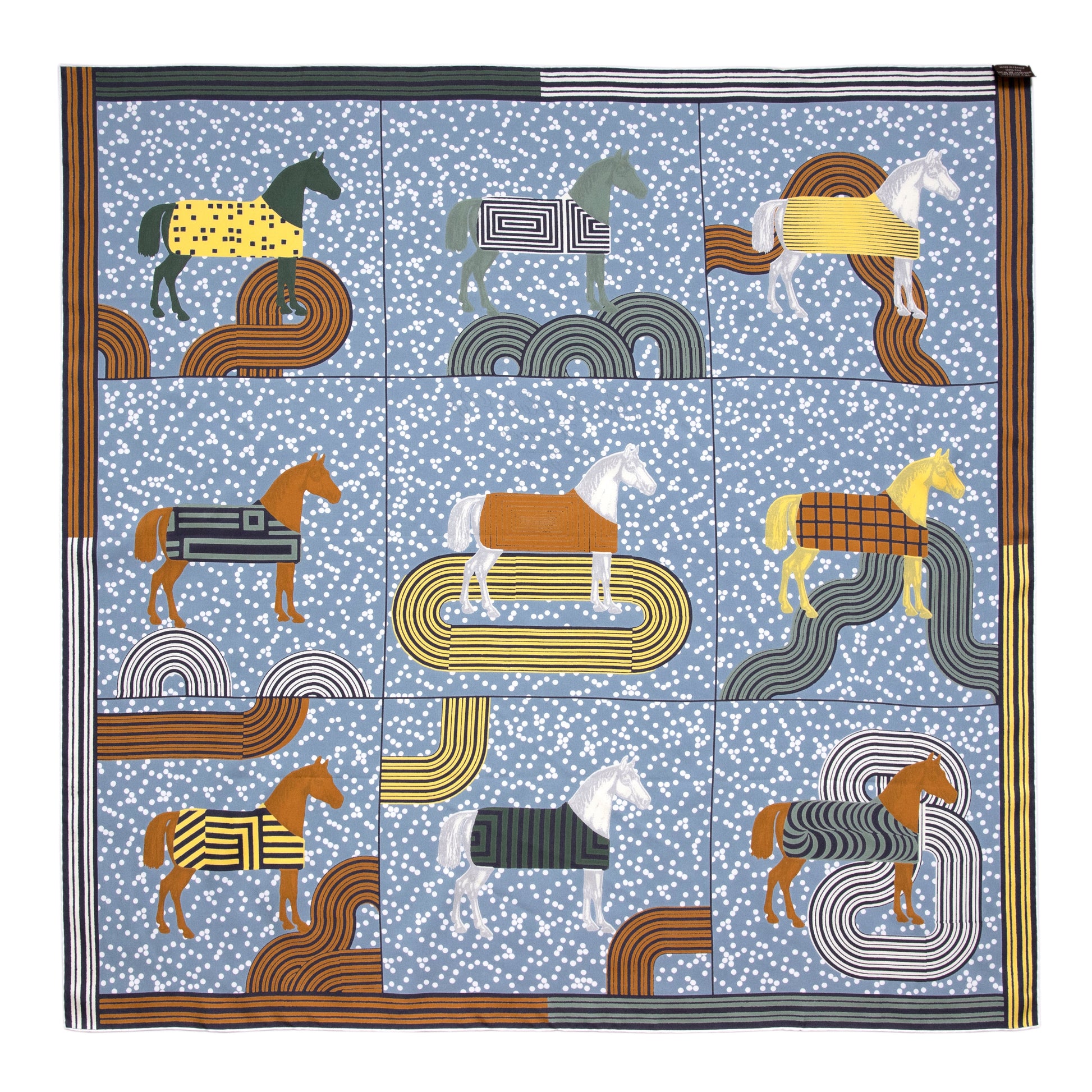 Exclusive Hermes Blue Silk Garde Robe Pop Scarf 90 — Back View