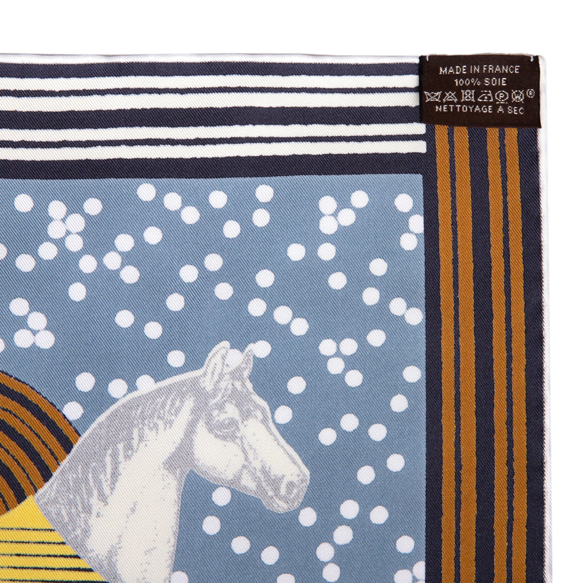 Exclusive Hermes Blue Silk Garde Robe Pop Scarf 90 — Top View
