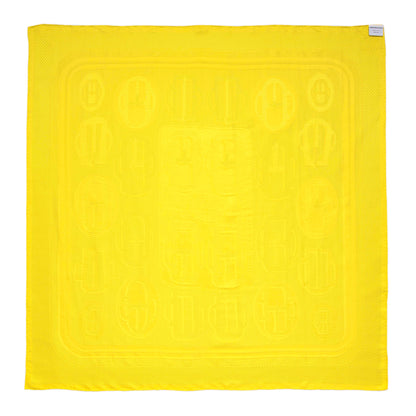 Exclusive Hermes Yellow Silk Bouclerie Moderne Scarf 90 — Back View