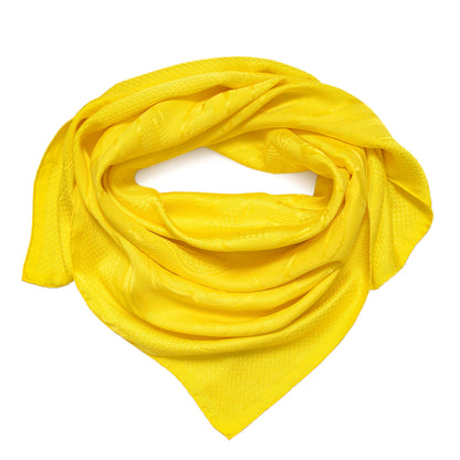Exclusive Hermes Yellow Silk Bouclerie Moderne Scarf 90 — Front View