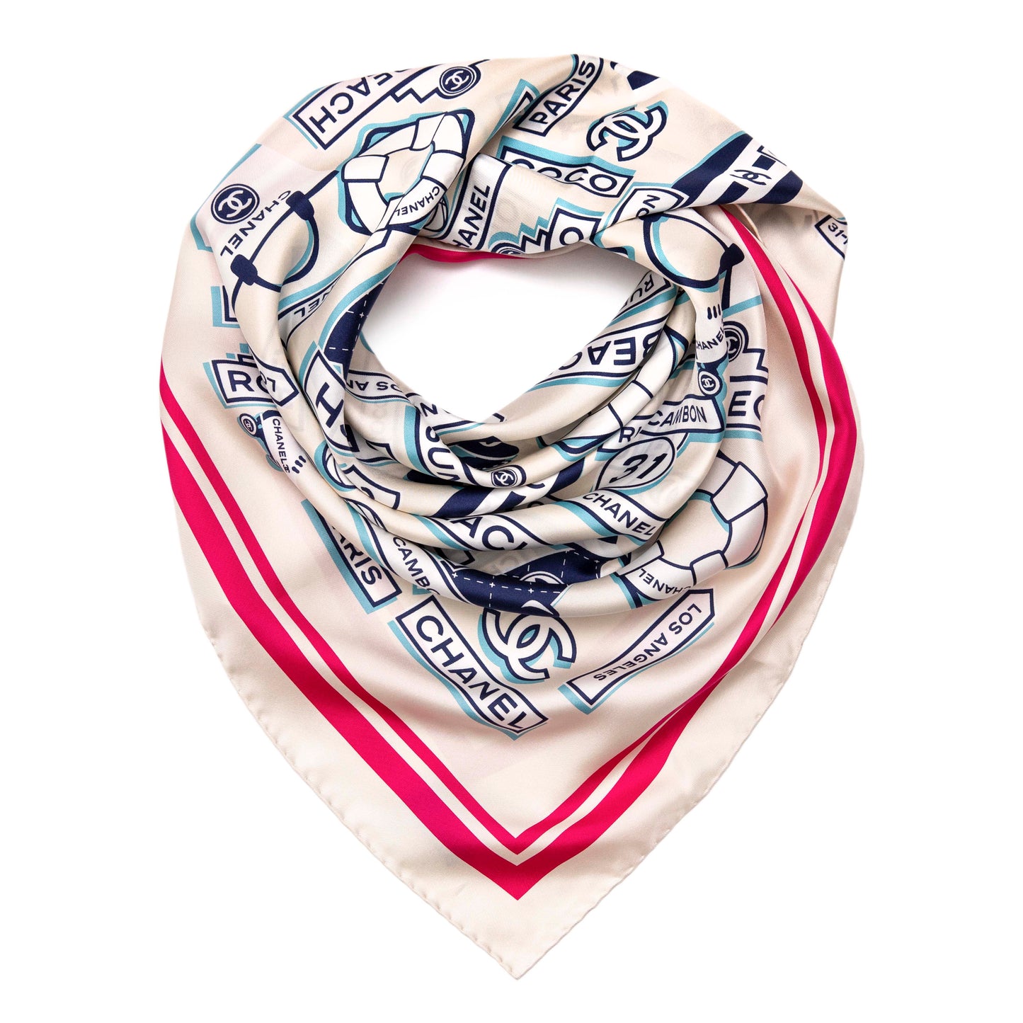 Exclusive Chanel Silk Square Scarf — Front View