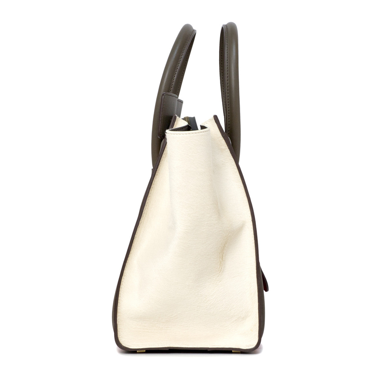 Exclusive Celine Tri Color Calf Hair & Leather Mini Luggage Tote — Side View